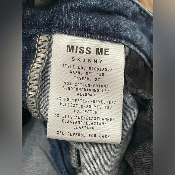✨ Miss Me Distressed Stretch Easy Skinny Jeans Size 27 - Picture 10 of 13